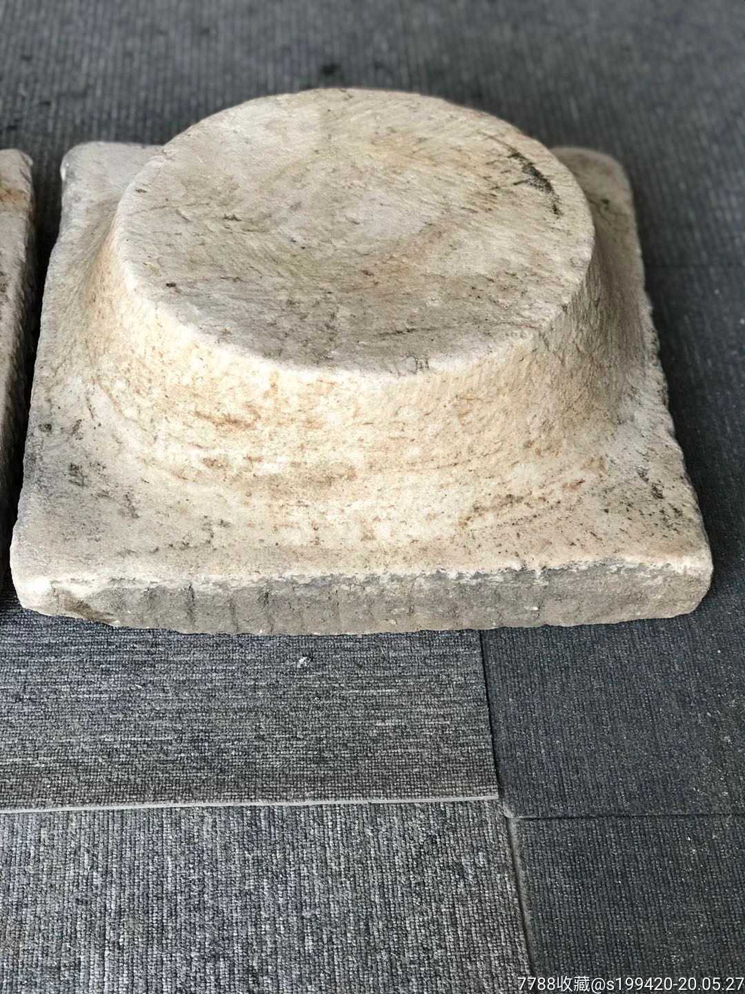 清代汉白玉柱墩?一对.品相包浆一流,包老.尺寸见图.