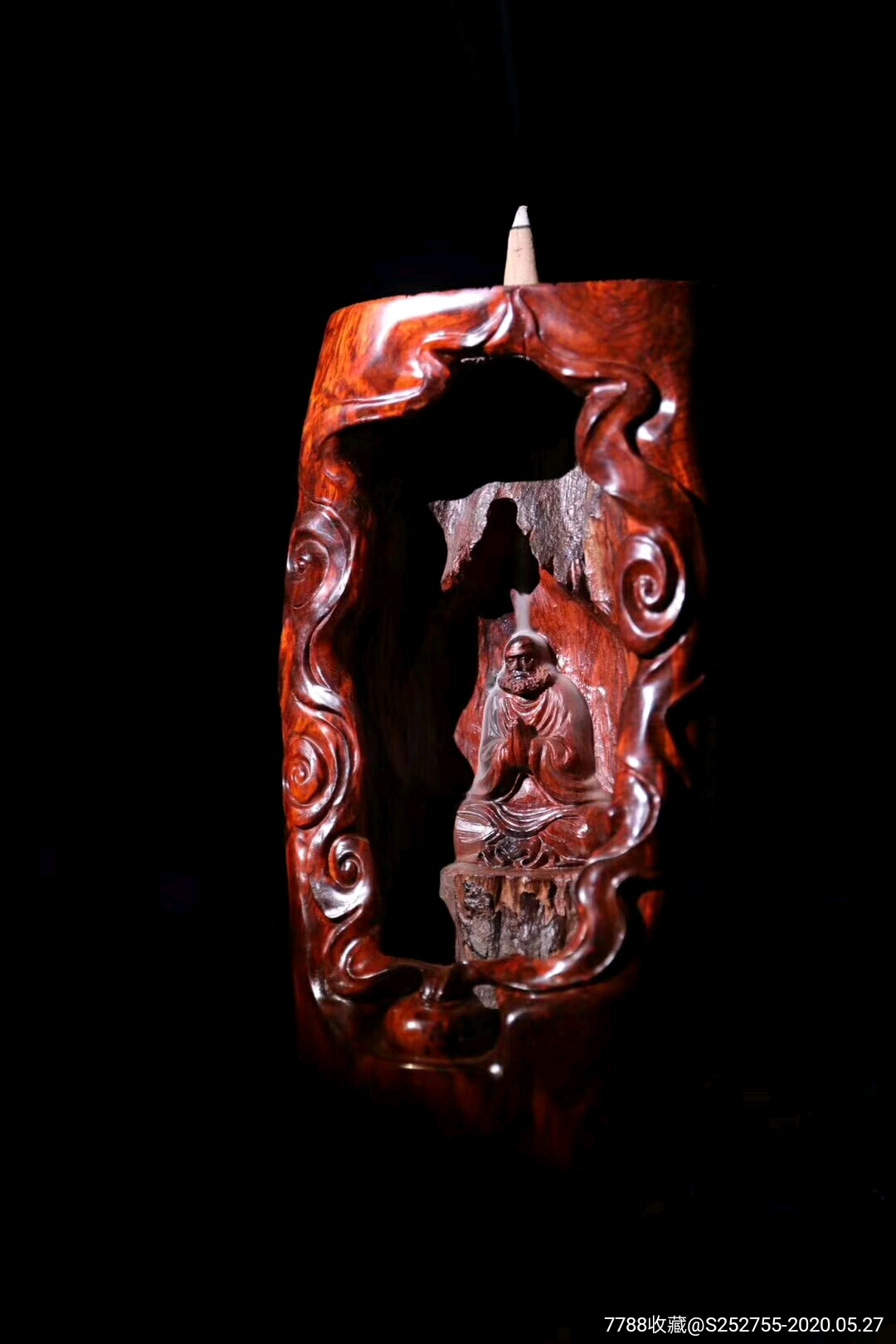 达摩悟道倒流香,印度小叶紫檀-木雕摆件-7788商城__七七八八商品交易