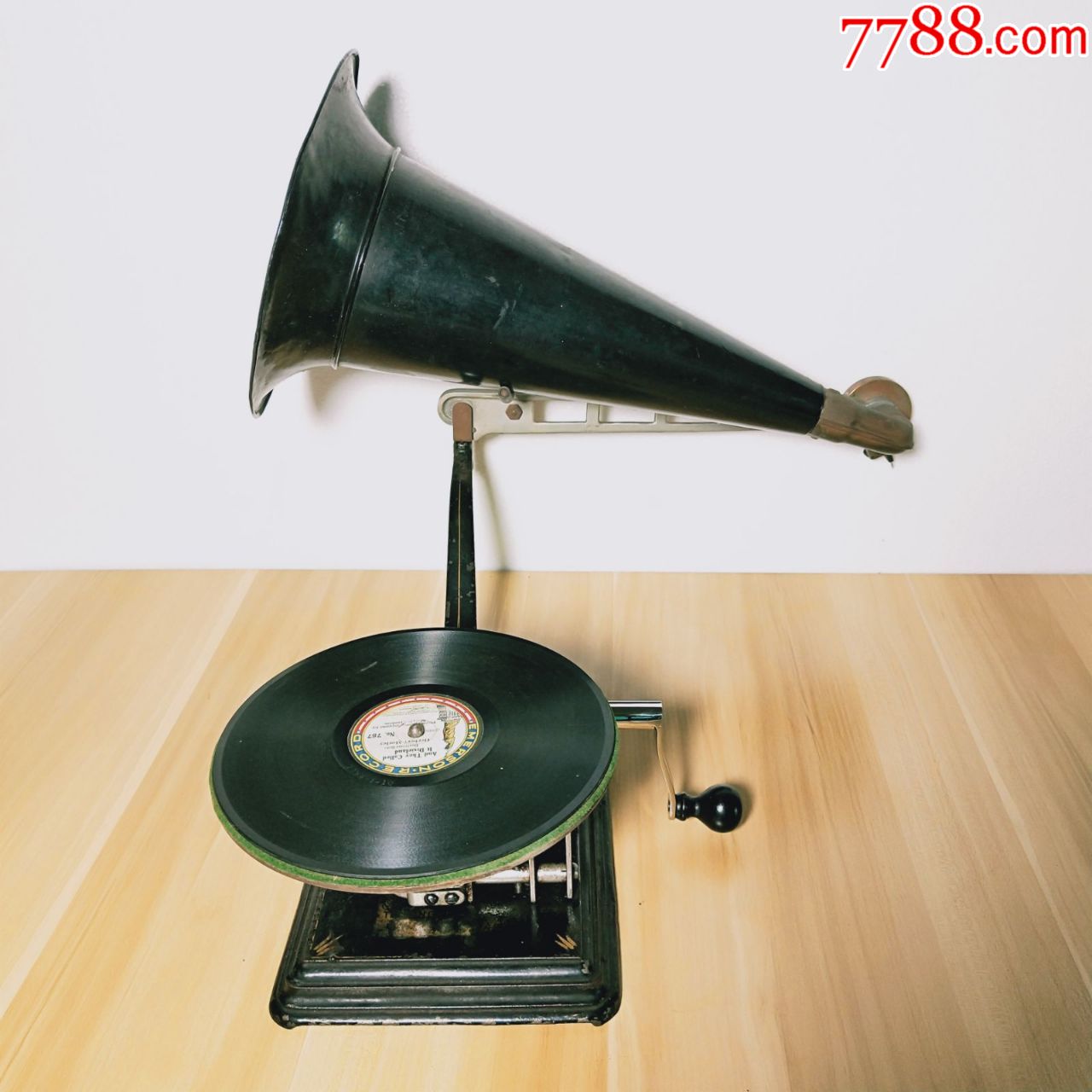 哥伦比亚非洲骨骼手摇大喇叭留声机黑胶唱机小酒馆咖啡厅家庭摆件