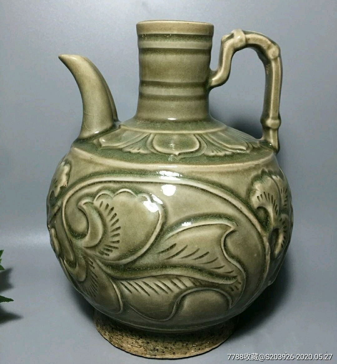 耀州窑印花双流执壶