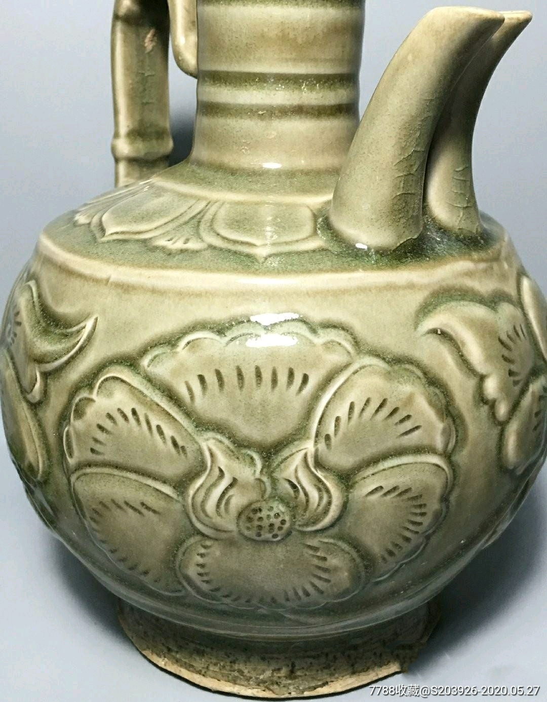 耀州窑印花双流执壶