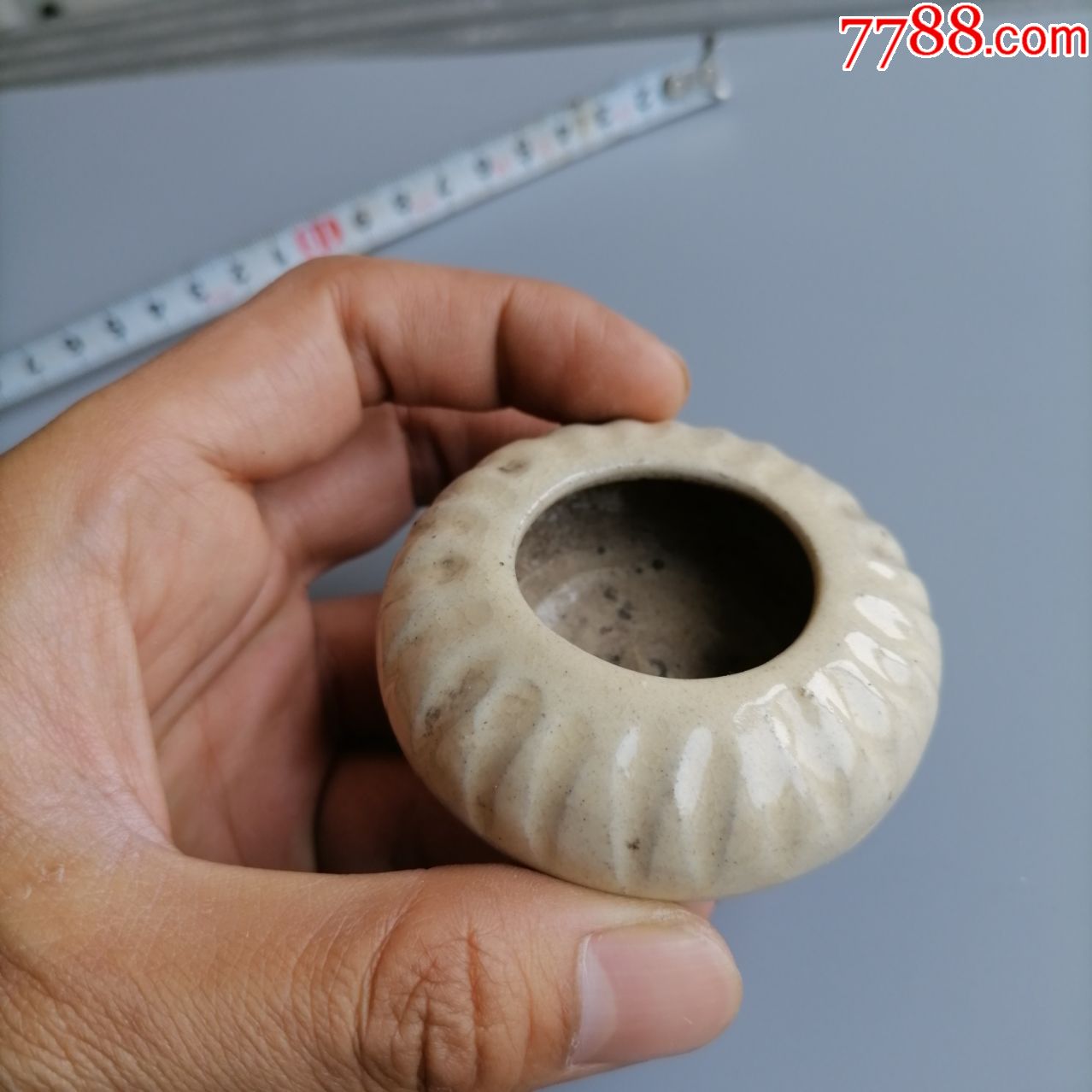 清民国时期白釉文房瓷水盂一个完好品好保老保真