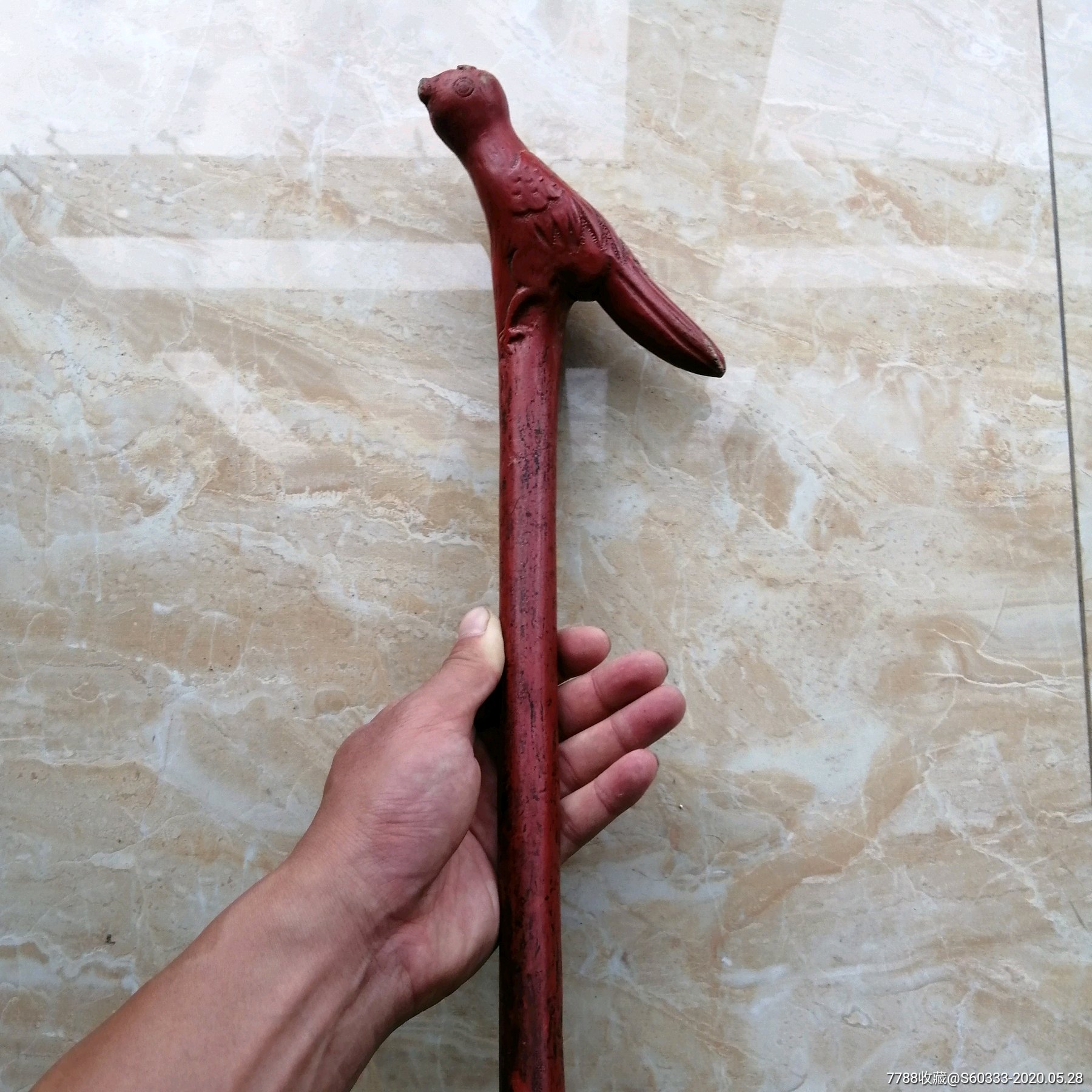 正宗清代朱漆"鸠杖"