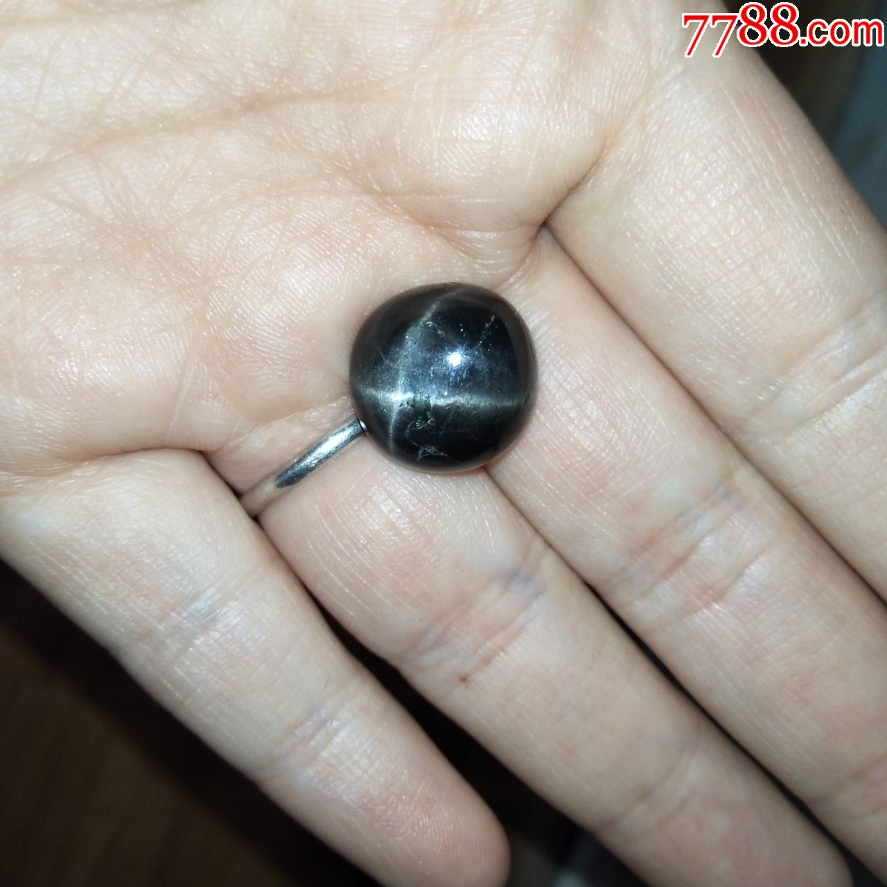 海外淘古董黑色星光宝石裸石可镶嵌戒指项链