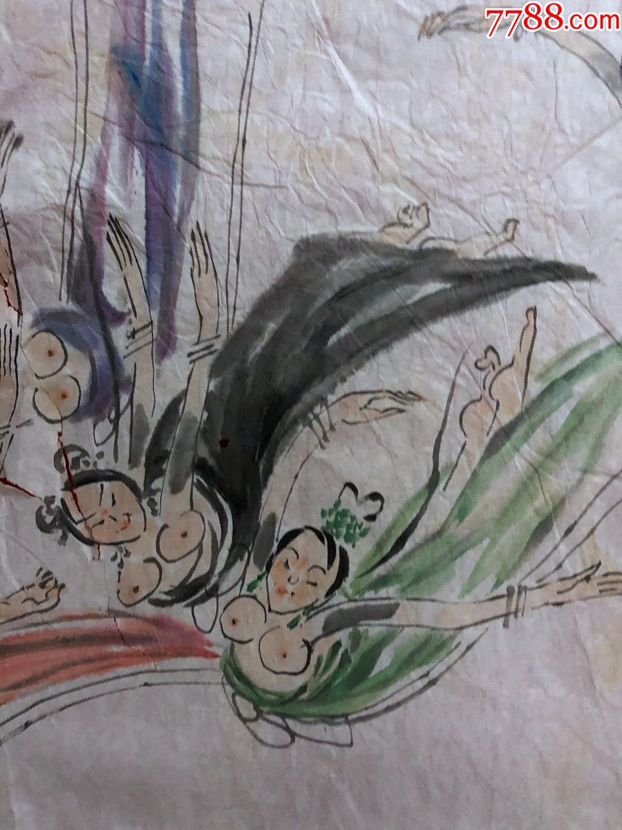 书画原作58*6,四川著名画家【罗开模】人物画【飞天图】,四尺全开