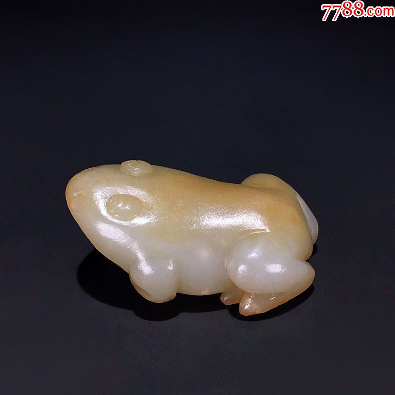 晚清和田玉青白玉籽料圆雕金蟾把件古玉老玉收藏玉器旧玉金蟾