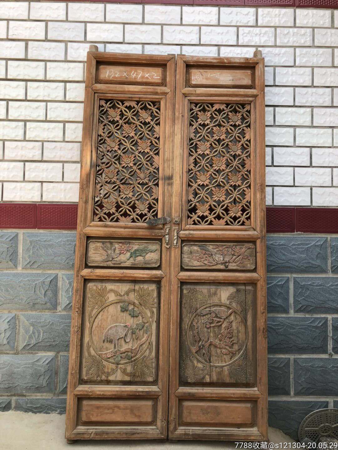 民国杉木木门花门一对