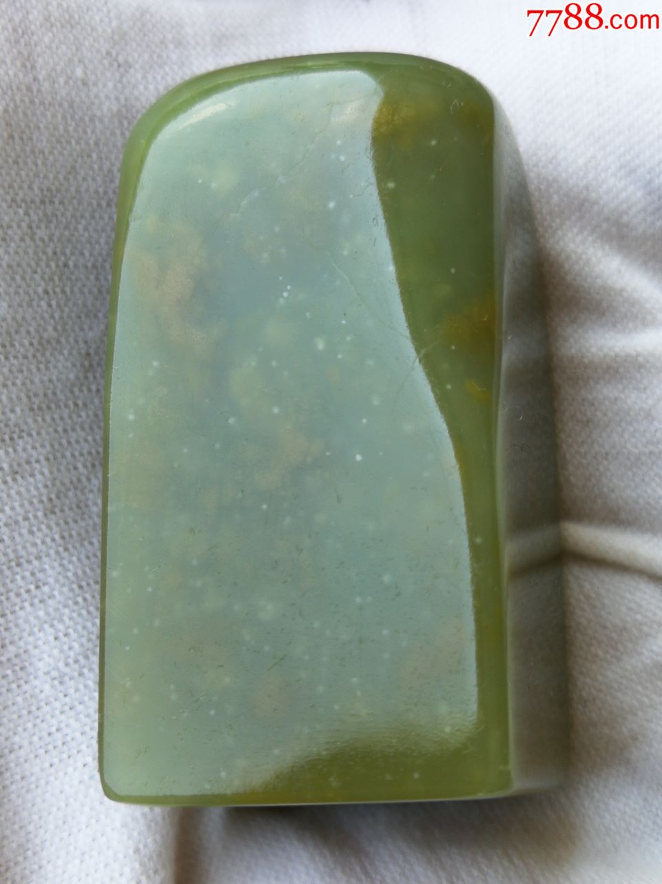 寿山月尾艾叶绿随形印章料44g(老货,镜面抛光,色味真好!