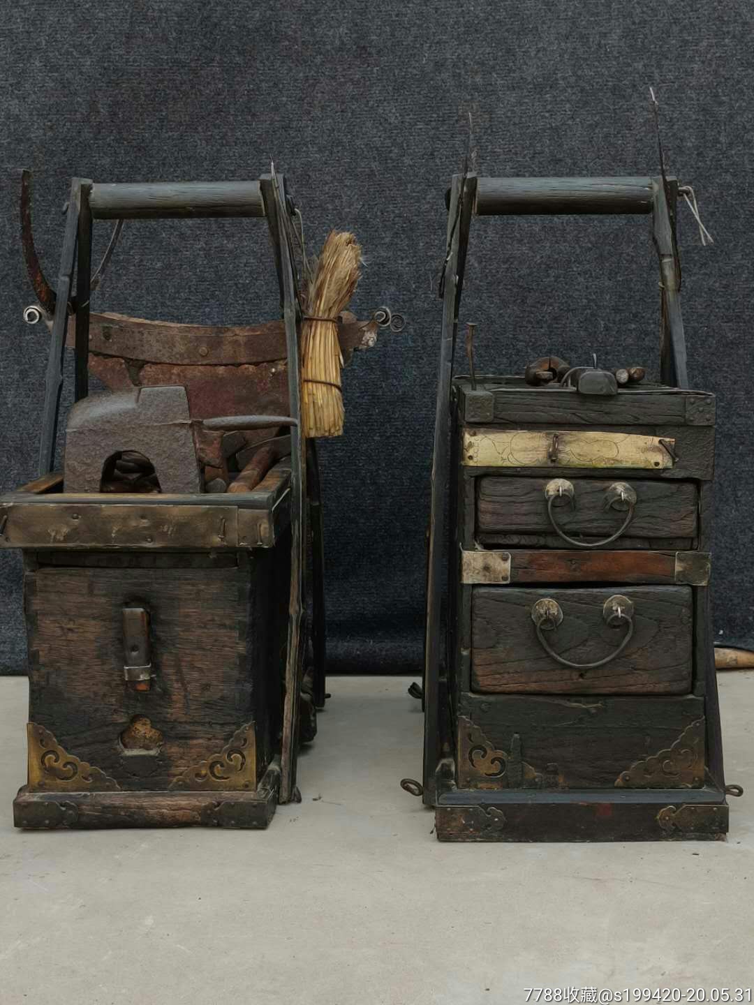 清代银匠挑子一套.工具齐全铜艺精湛,全品包老,民俗精品.