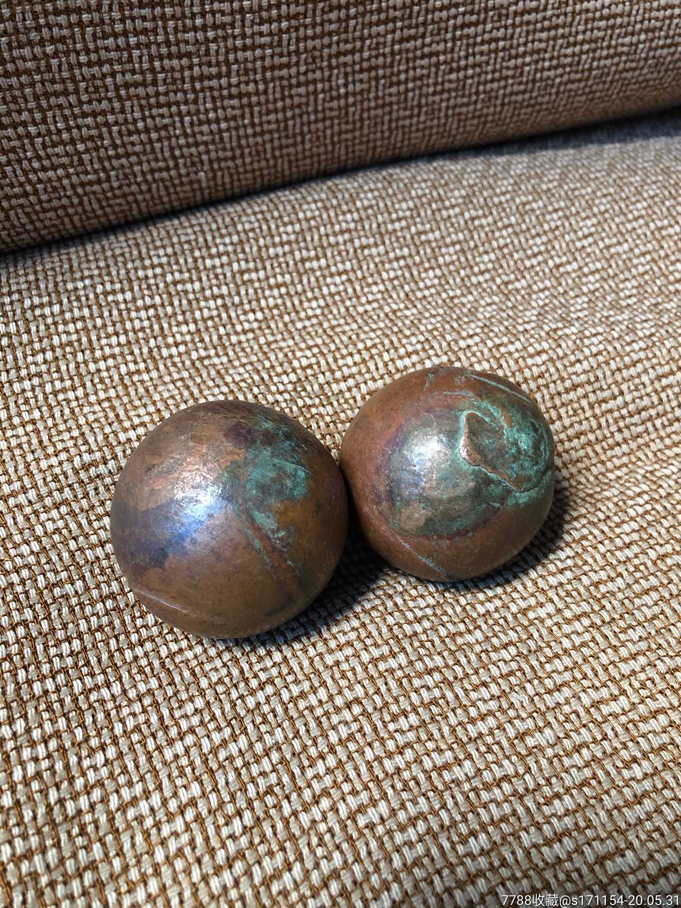 老红铜健身球实心压手一对