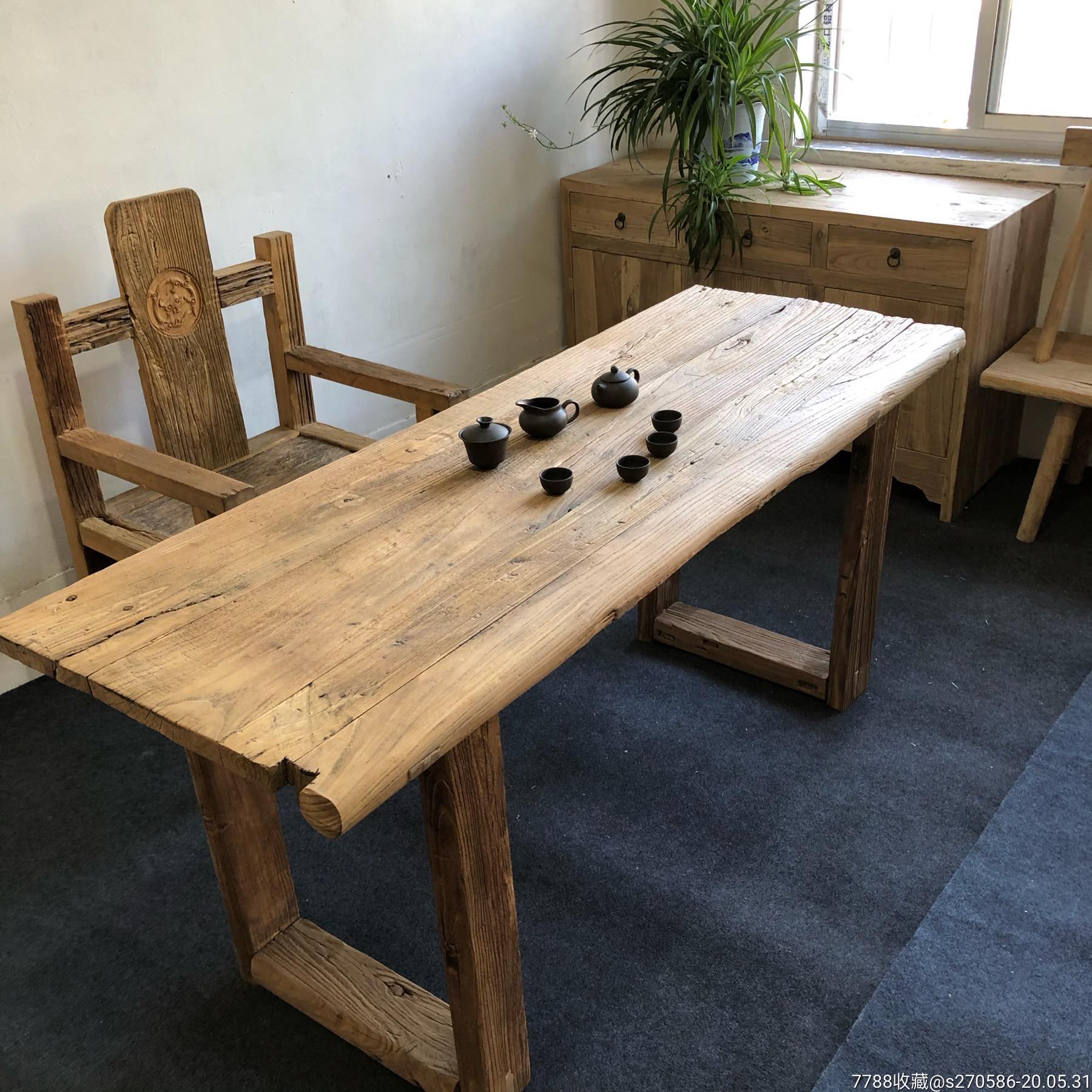老榆木门板原木旧木板实木风化板复古怀旧楼梯踏板吧台板茶台茶桌