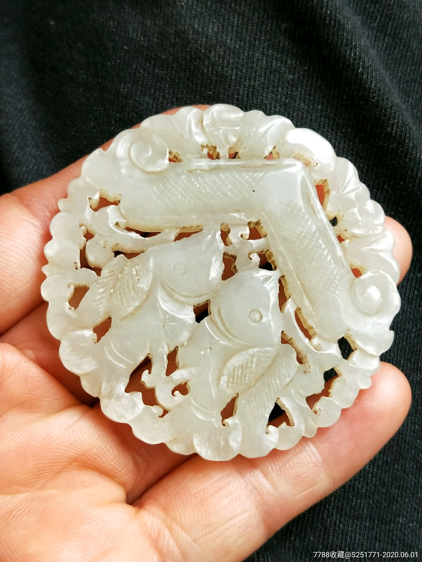 民国和田玉双鱼玉佩,-和田玉-7788旧货商城