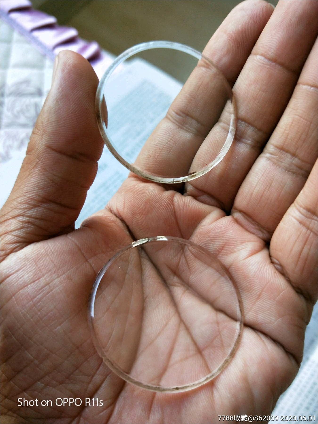 清代好品水晶石眼镜片一对