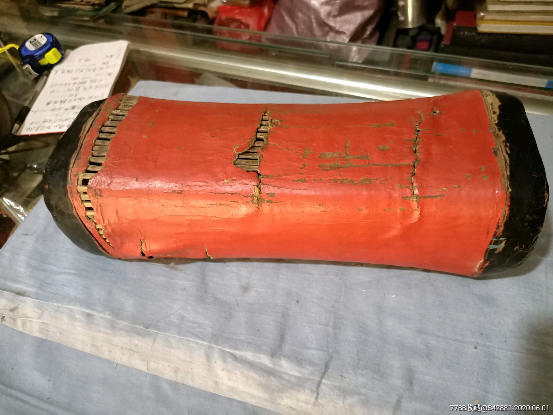 甲子年正福盛造,官用牛皮枕头.35.5/12