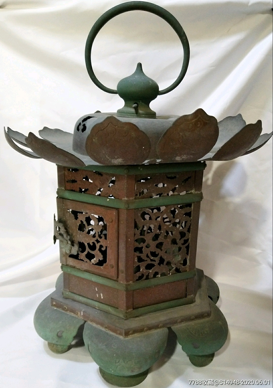 海外淘清代寺庙纯铜供灯