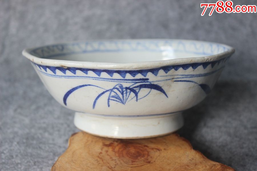 民国时期花卉青花碗八棱碗166厘米内外双圈zz2834