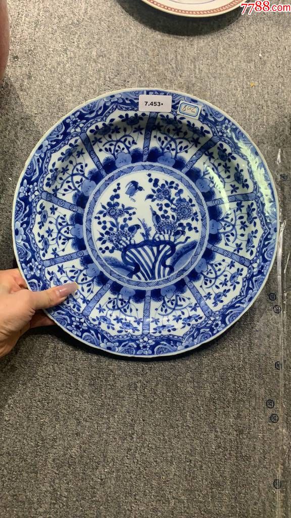 清代康熙青花花鸟纹盘【文章山斗】_第1张_7788徽章收藏