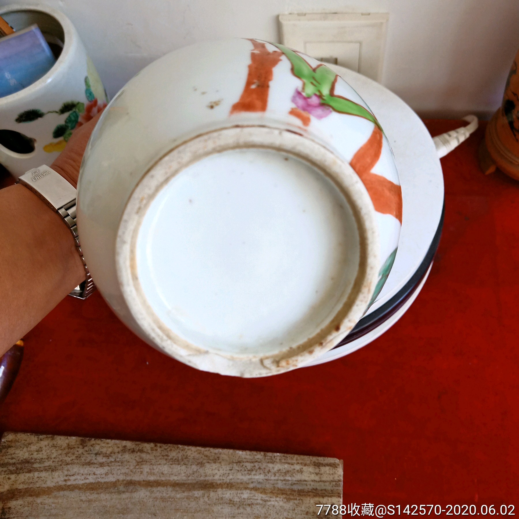 晚清名家张子帅作品浅绛彩富贵白头壮罐有破裂如图所示保老保真