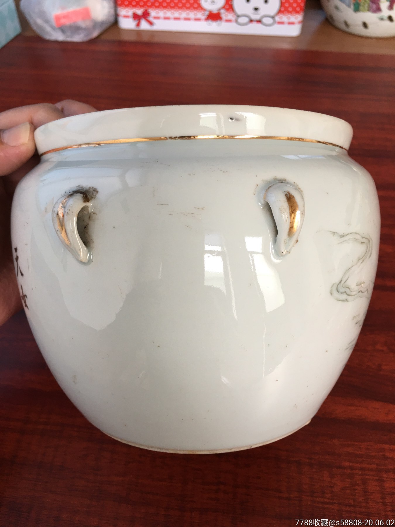 清代罗宿氏彩釉缸底一只