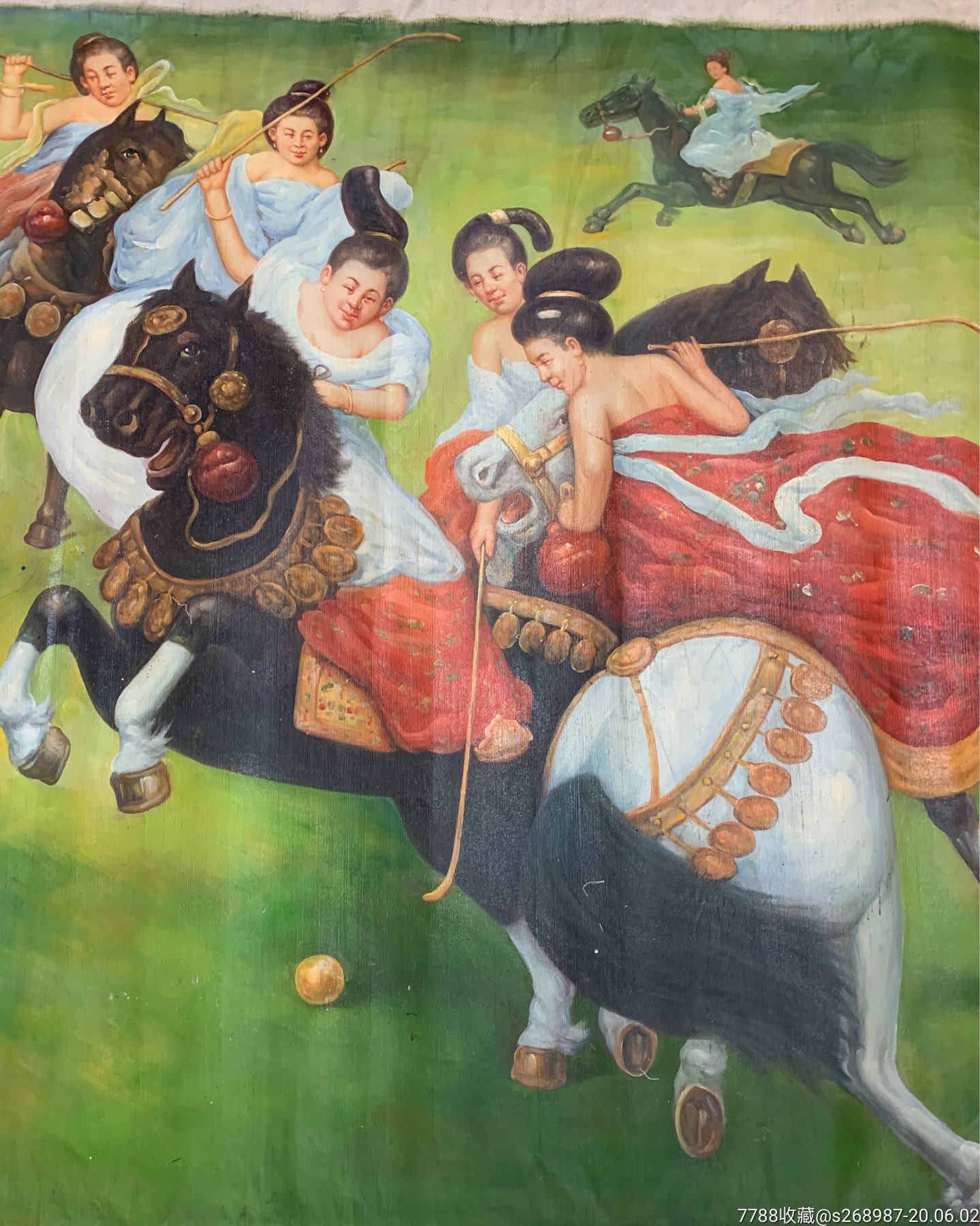 油画打马球
