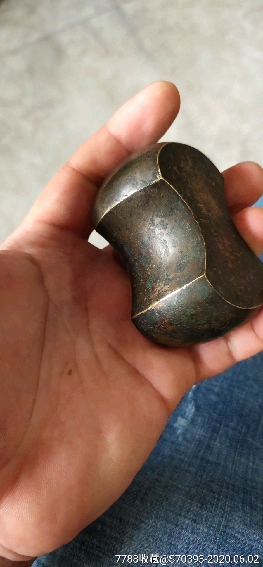 清代二十两铜镇纸铜秤砣铜砝码,全美品