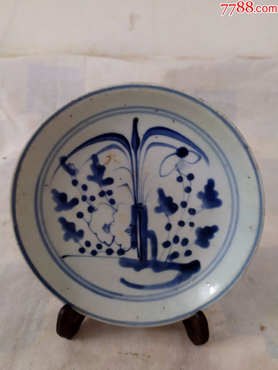 5800清代兰花纹青花盘