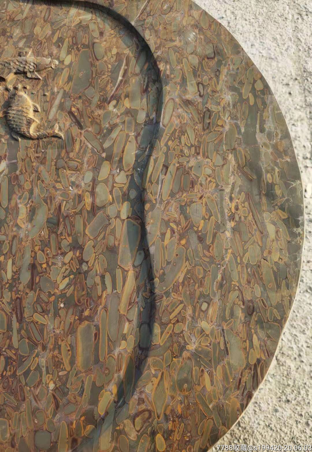 精品五花石茶盘,完整无损,花纹漂亮!