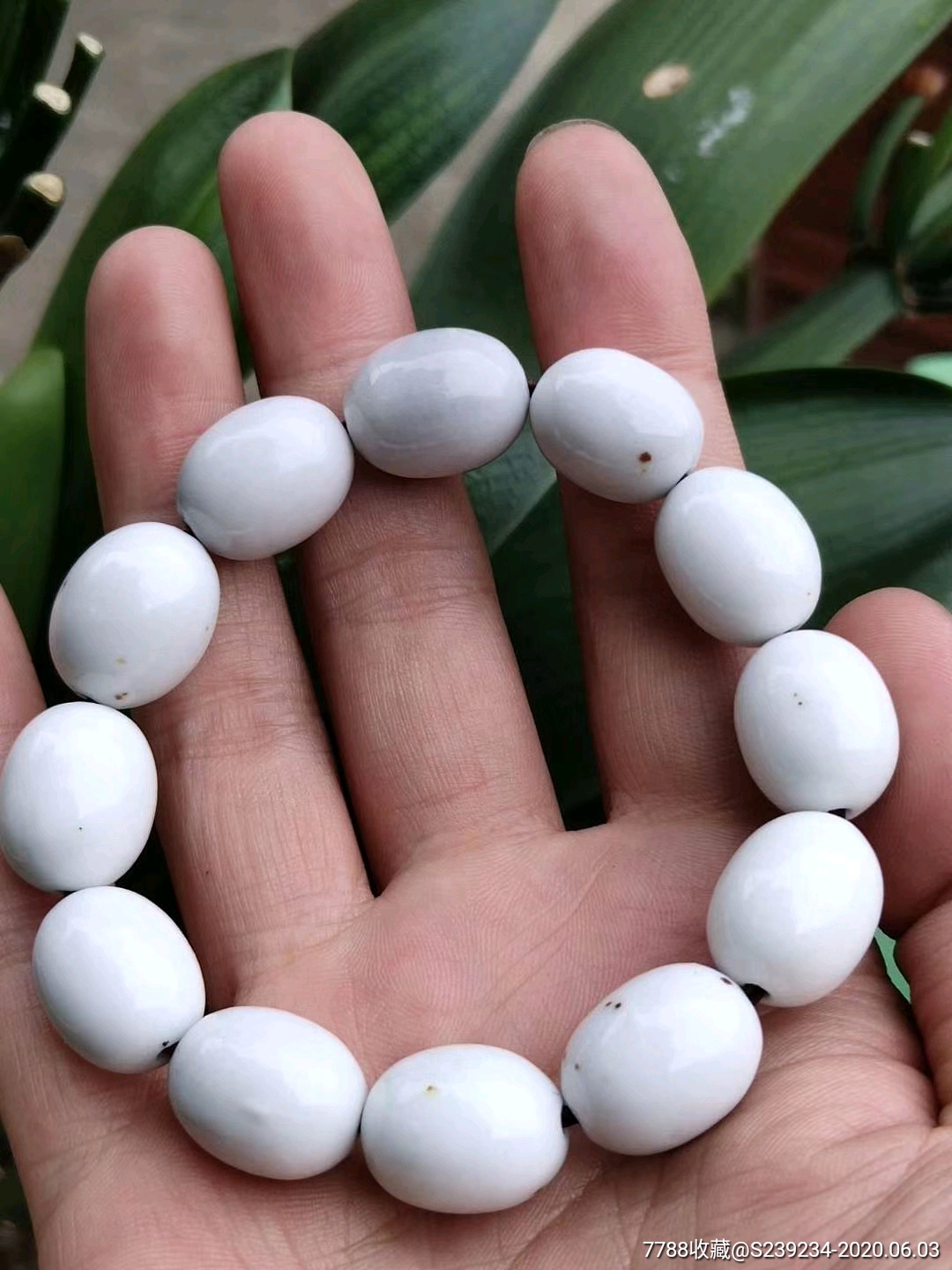 清代老瓷珠白瓷珠老珠子橄榄珠手串手训