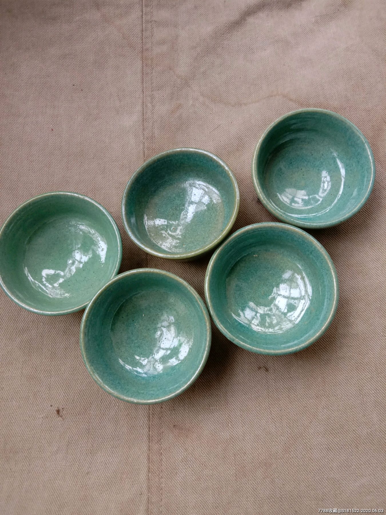 华宁窑华宁陶小碗小碗盅小酒碗绿釉陶收藏茶具