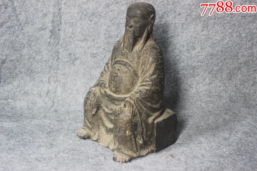 八十年代开脸慈祥佛山祖庙北帝像上漆石膏高19.5厘米zz.2837