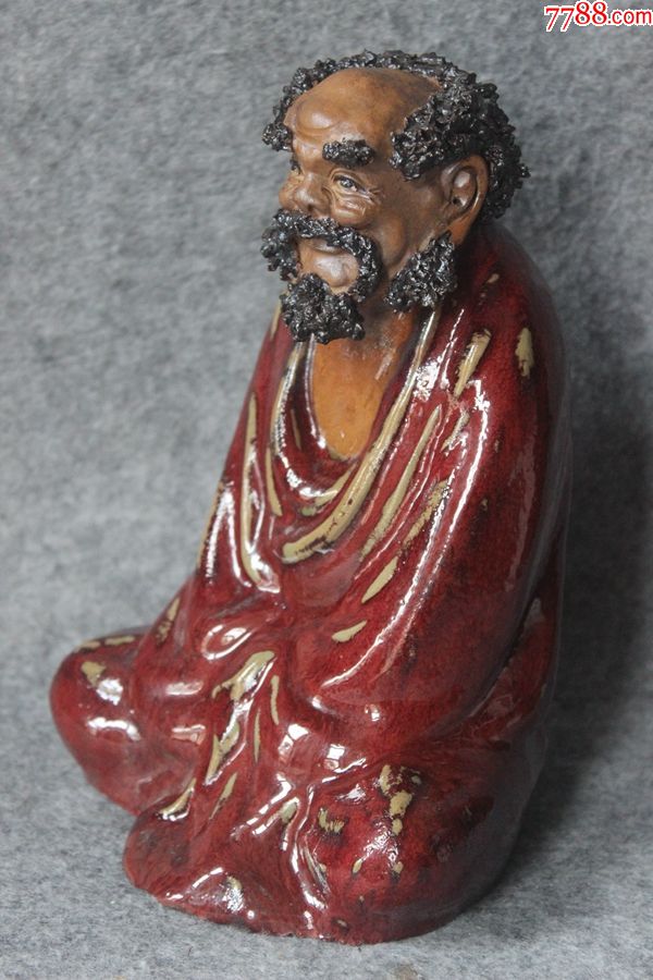 纯手工石湾人物瓷雕达摩纯手工石湾人物瓷雕坐像摆件苏秀兰款26cmzz.