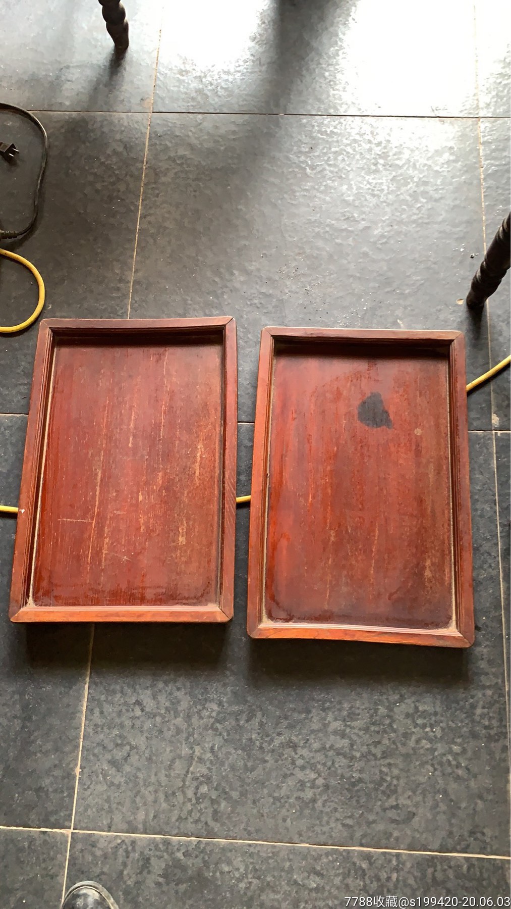 民国榉木茶盘一对完好无损1400元不议价不包邮