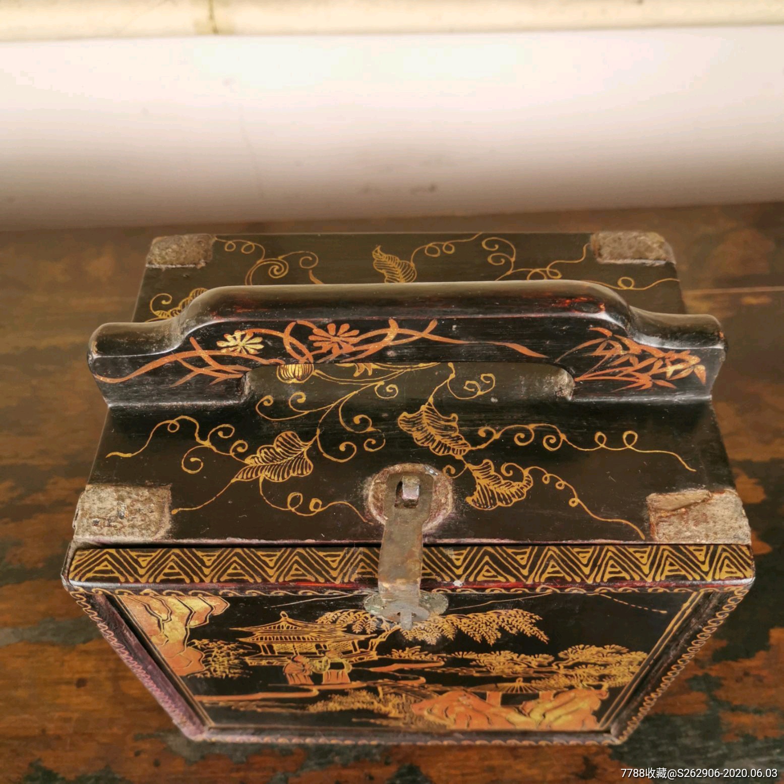 回流精美描金漆小匣子储物盒漆金盒