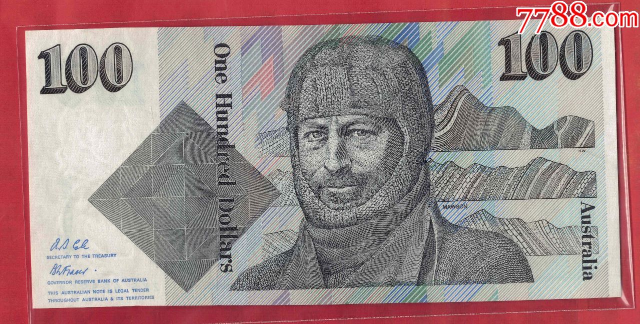 澳大利亚~1985年100元/签名如图/实物图/unc