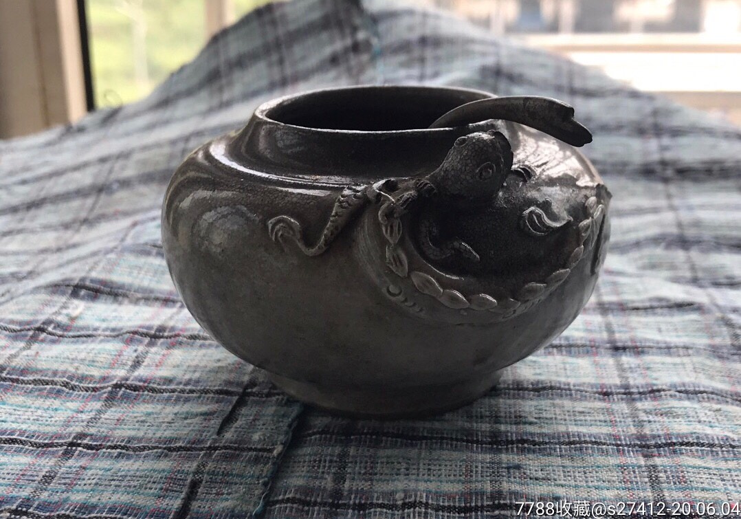 明代文房器景德镇白瓷螭龙水盂