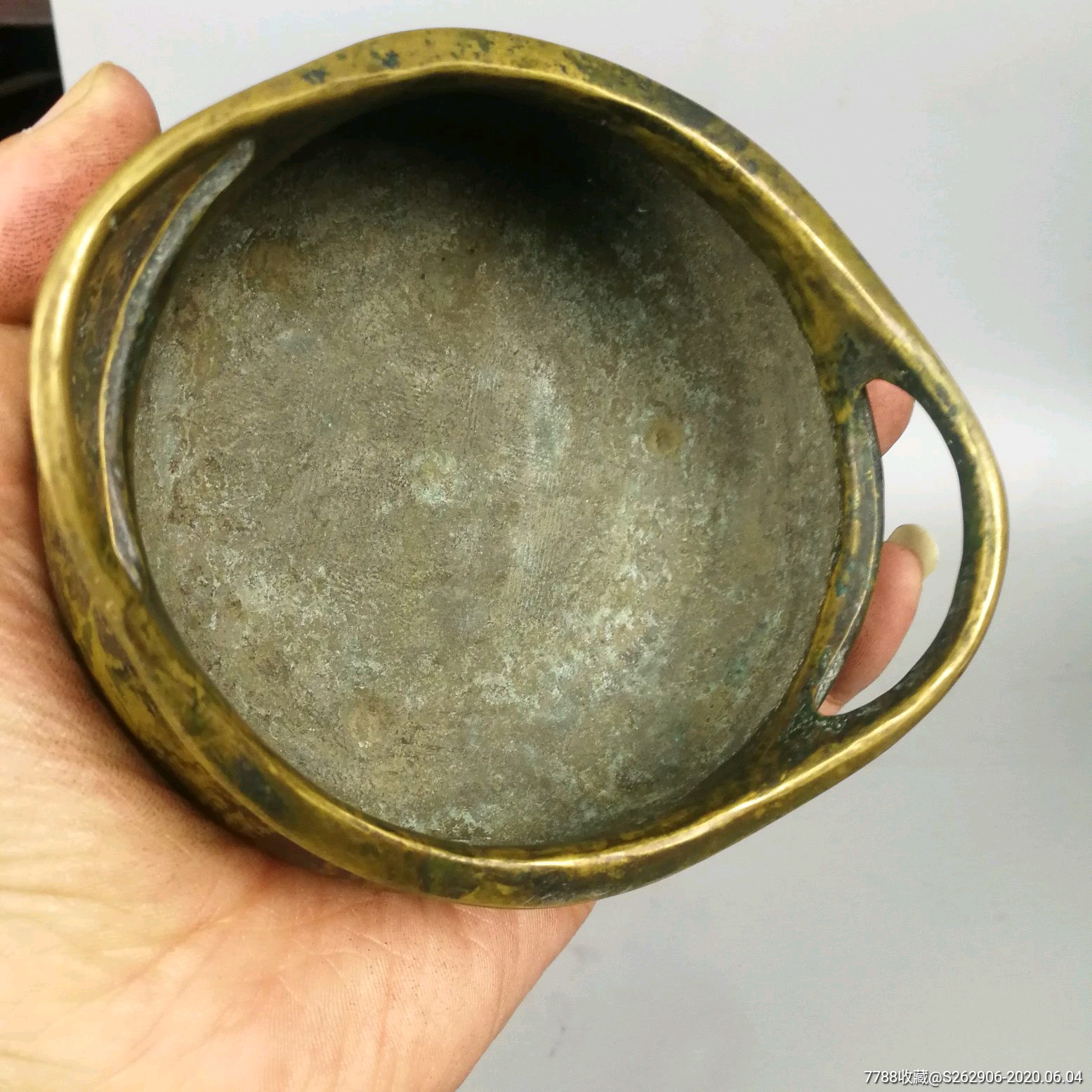 大明宣德年制款桥耳炉古玩铜香炉古董铜炉包浆老道品相完美