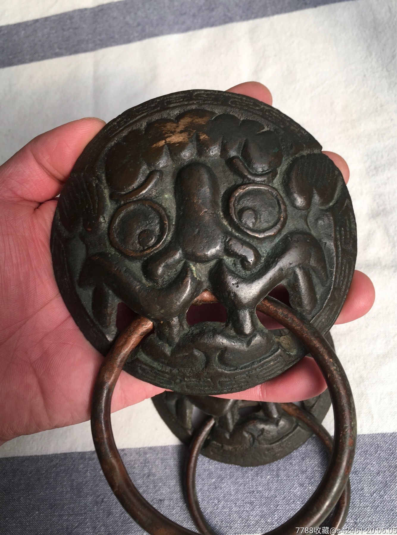 民国兽头衔环铜铺首