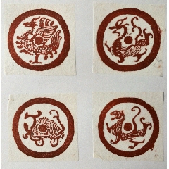 3x3x5厘米汉瓦当青龙白虎朱雀玄武印