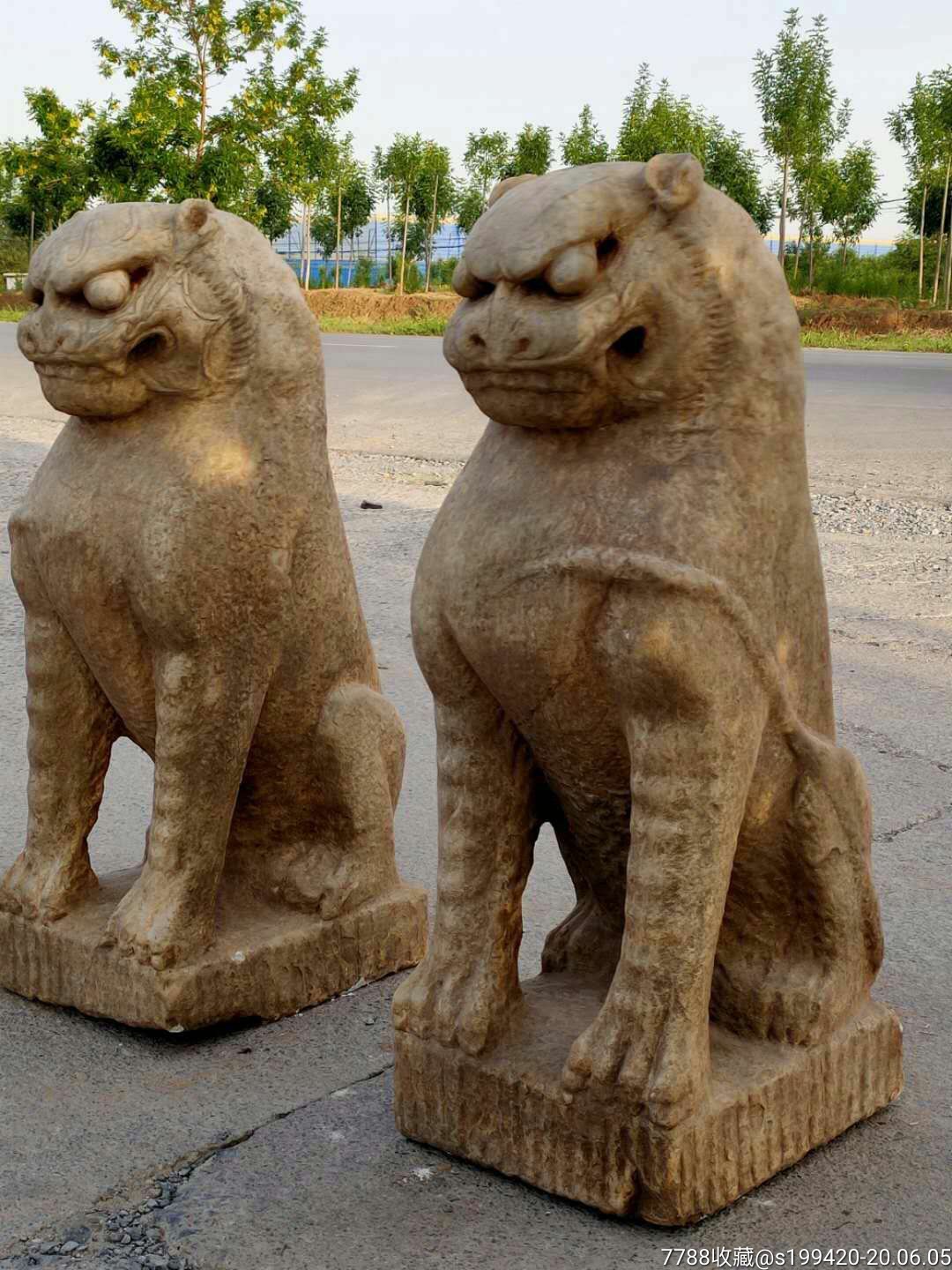 汉白玉石虎一对全品无损