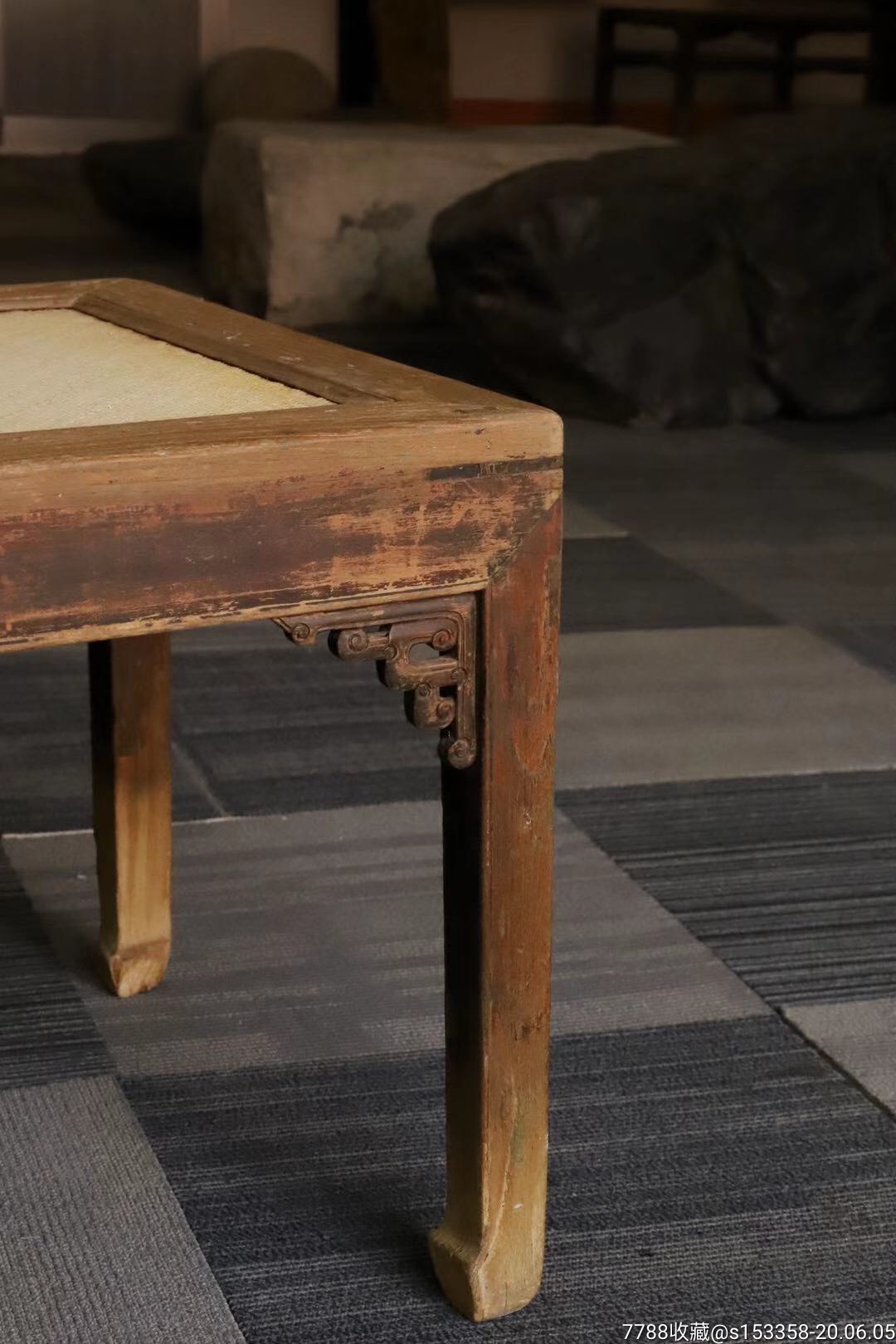 清代榆木四面平马蹄足禅凳