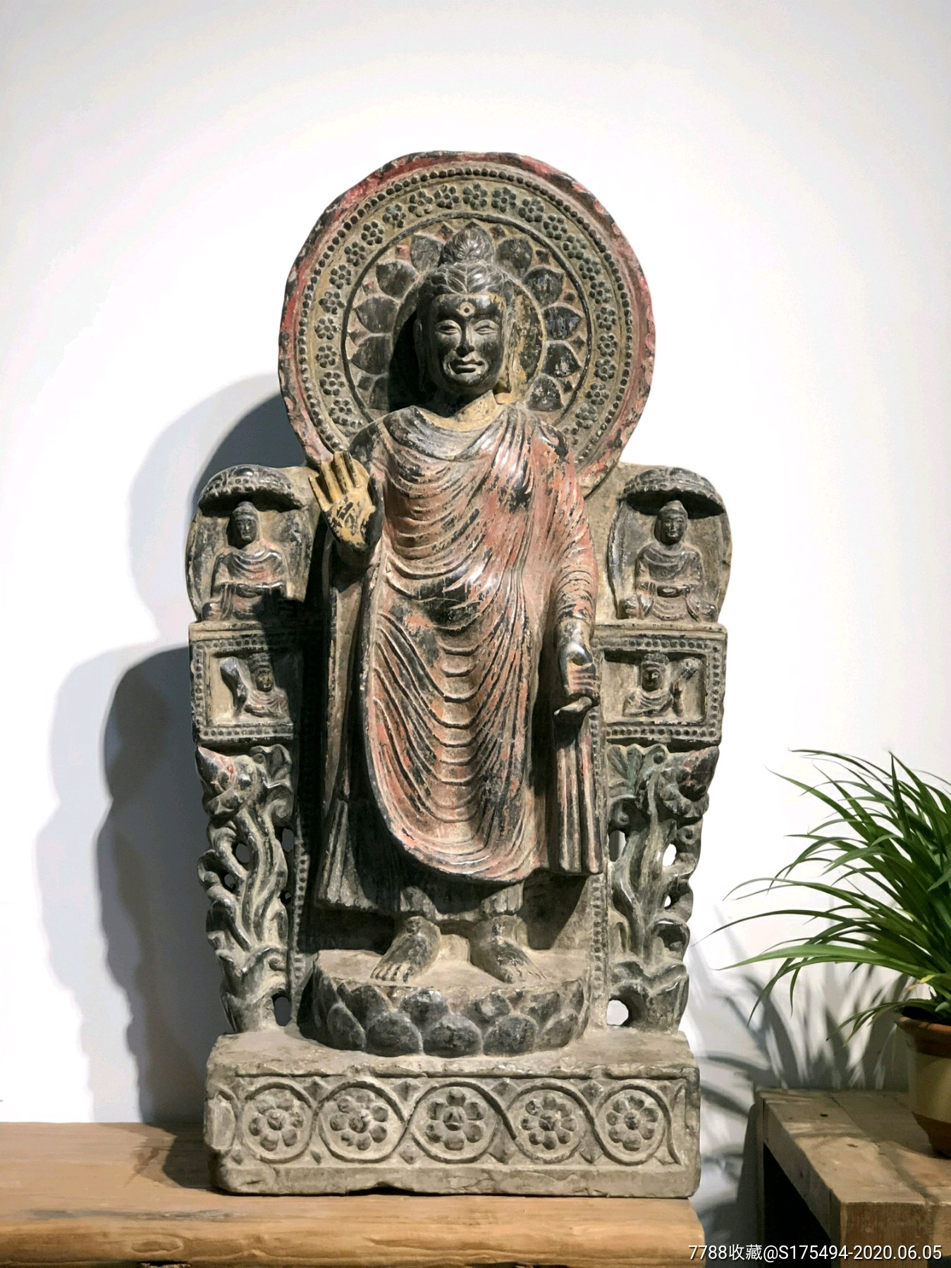 青石彩绘健陀罗艺术佛像古犍陀罗(gandhara)佛教造像艺术,即为典范.自