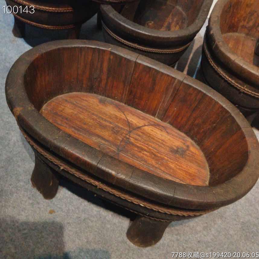 民俗老物件老式带腿实木木盆库存20个可做原生态洗脸盆洗脸盆洗衣盆