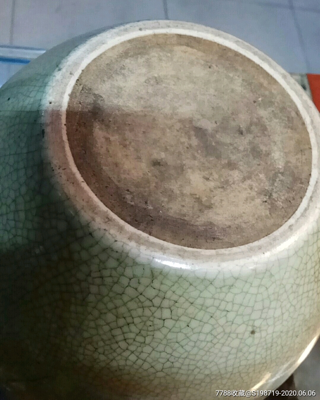 清初郎窑绿大卷缸-绿釉瓷-7788收藏