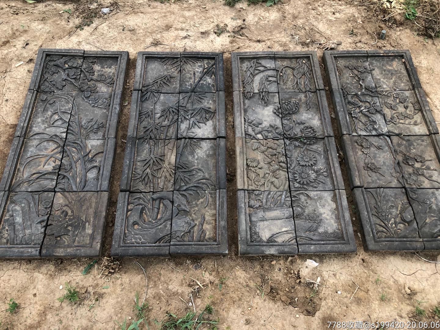 老砖雕一套4片高浮雕雕工精细造型独特寓意好