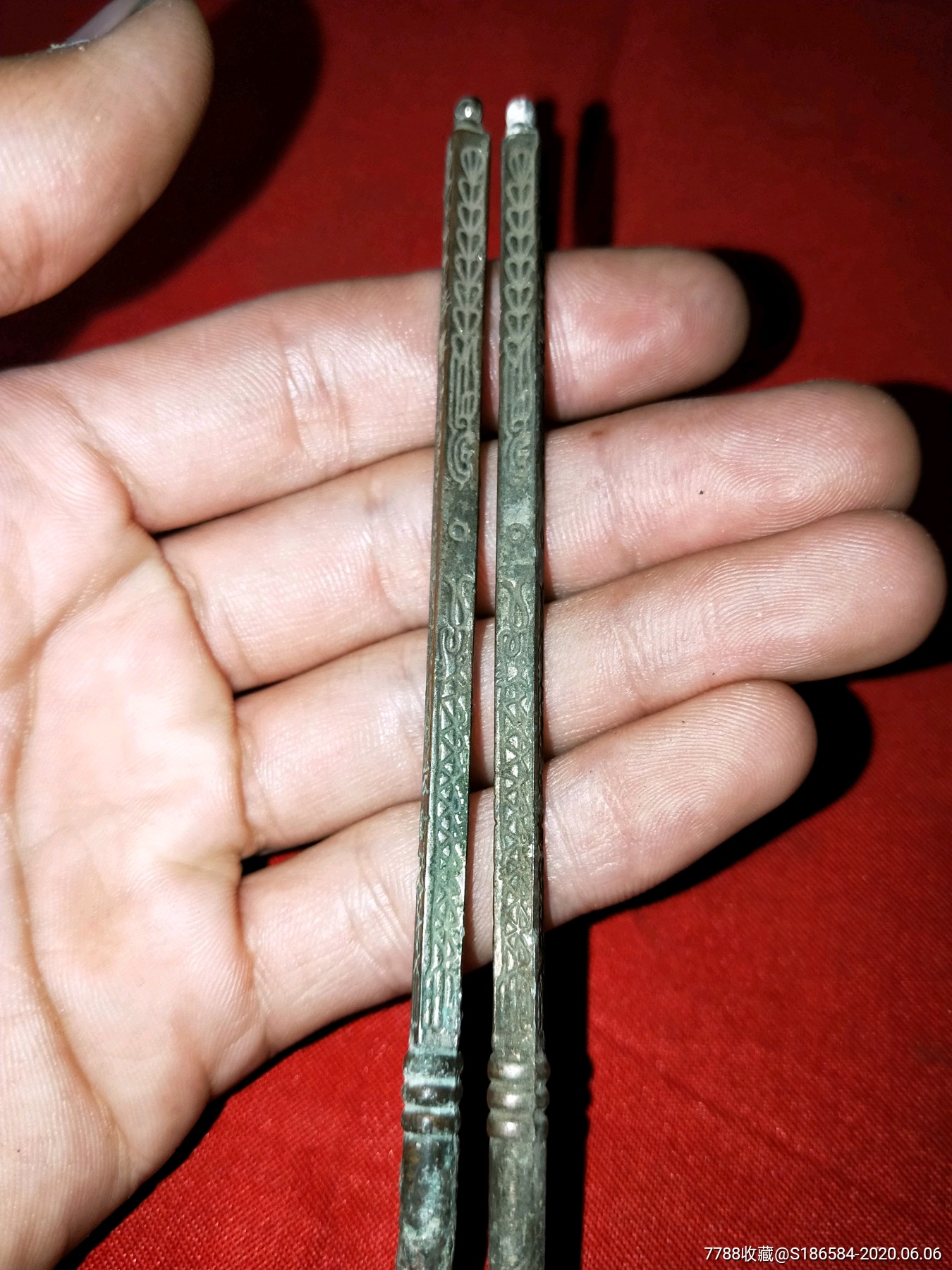 清代黄铜满功铜筷子