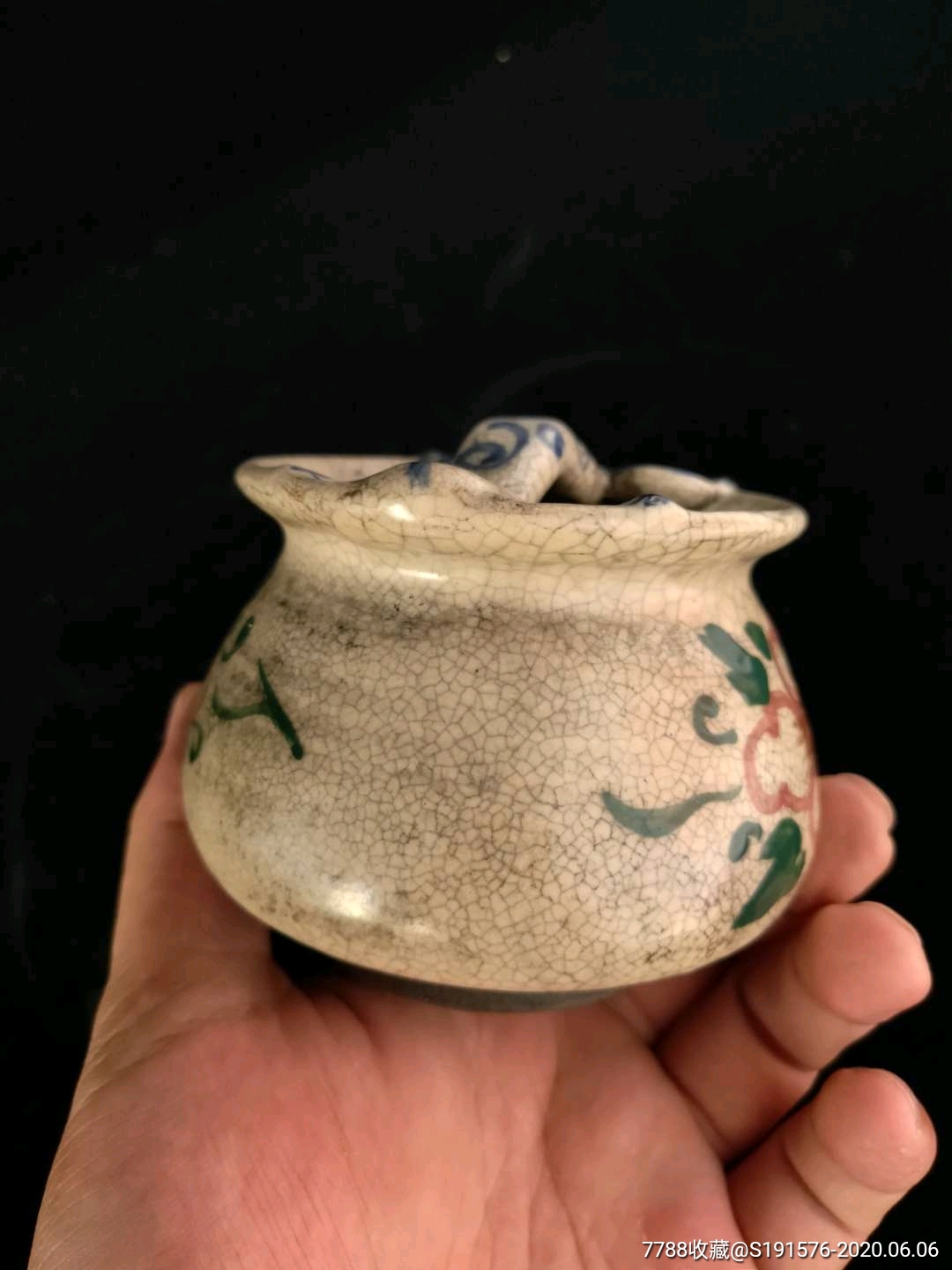 古玩古董,清代观赏冰瓷小花瓶,乡下收来的老瓷器-彩