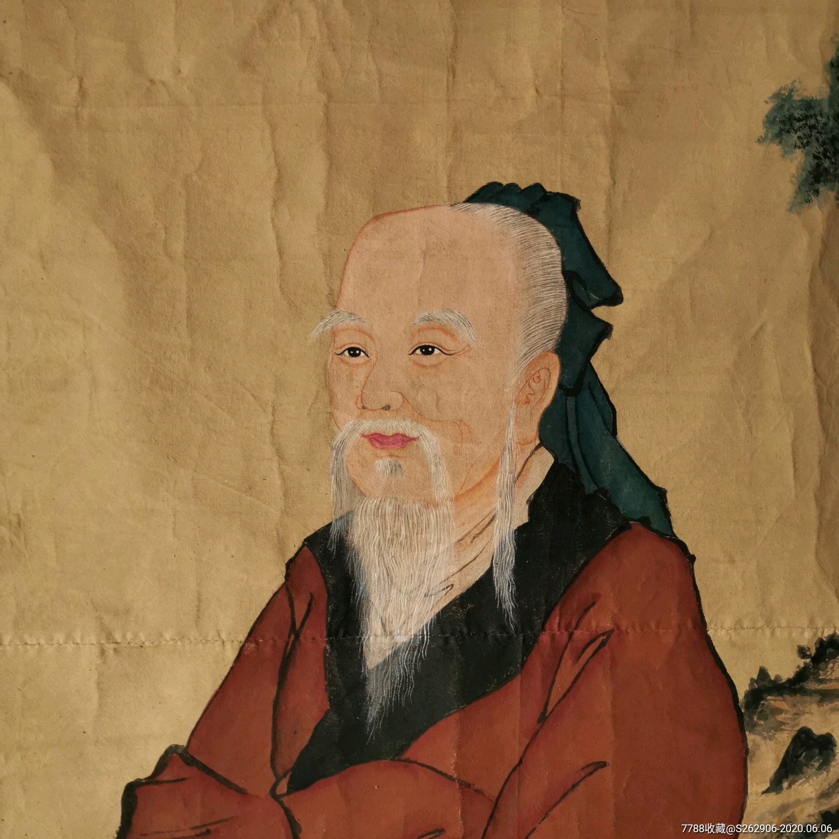 清代医圣华佗画像中医文化收藏品医学名家肖像画挂画