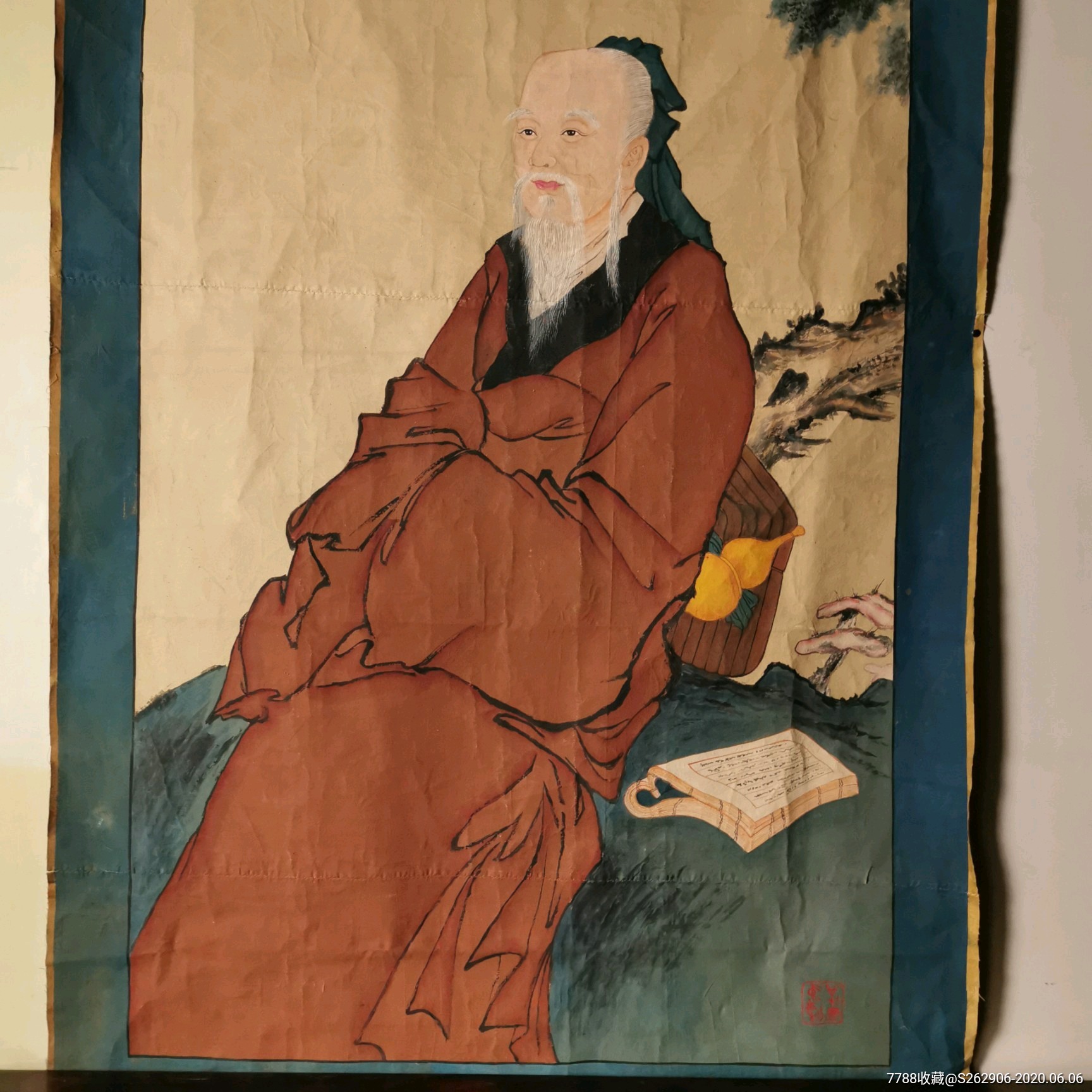 清代医圣华佗画像中医文化收藏品医学名家肖像画挂画