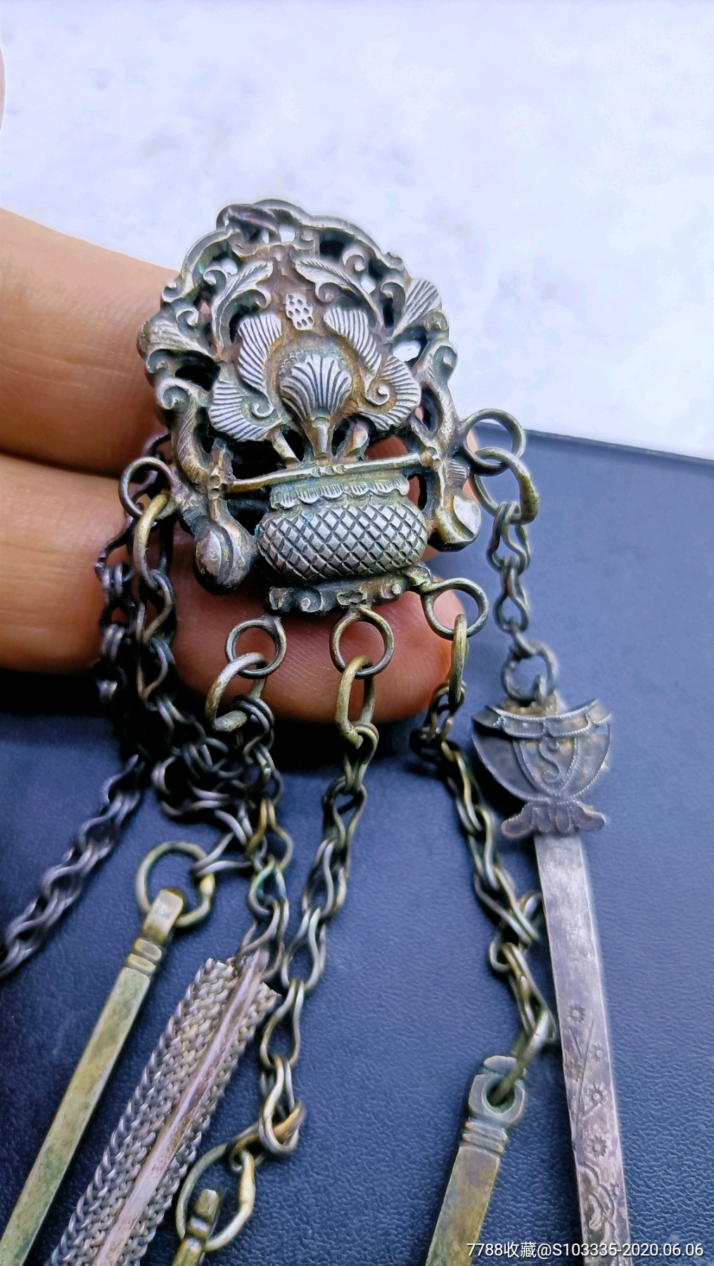 老银链五件套银配饰银牌银耳勺银杂件