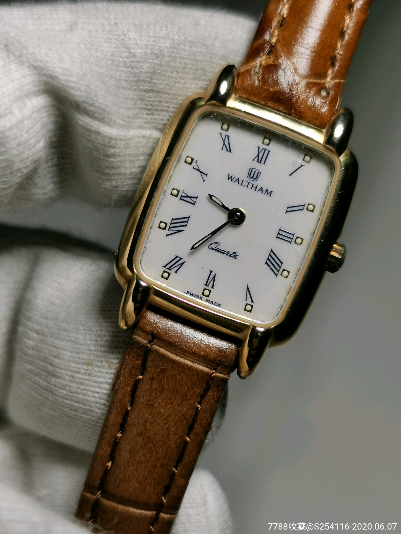 瑞士制造waltham华尔顿石英女表表盘20*22mm厚5.5mm瑞士机芯6钻